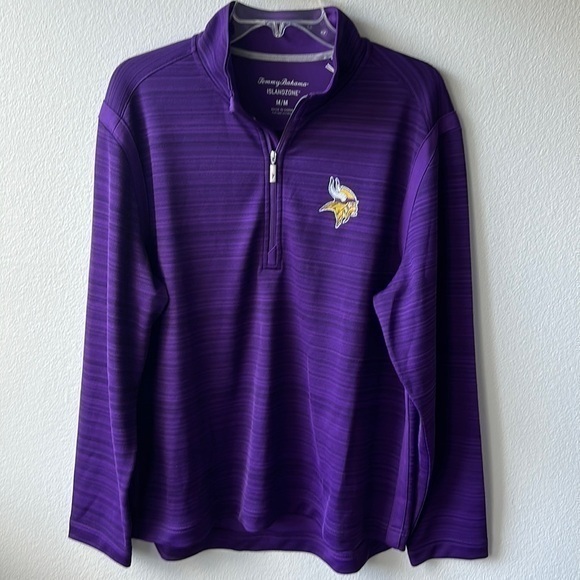 NWT, NFL, Minnesota Vikings, Tommy Bahama size medium purple pull over - Picture 1 of 9